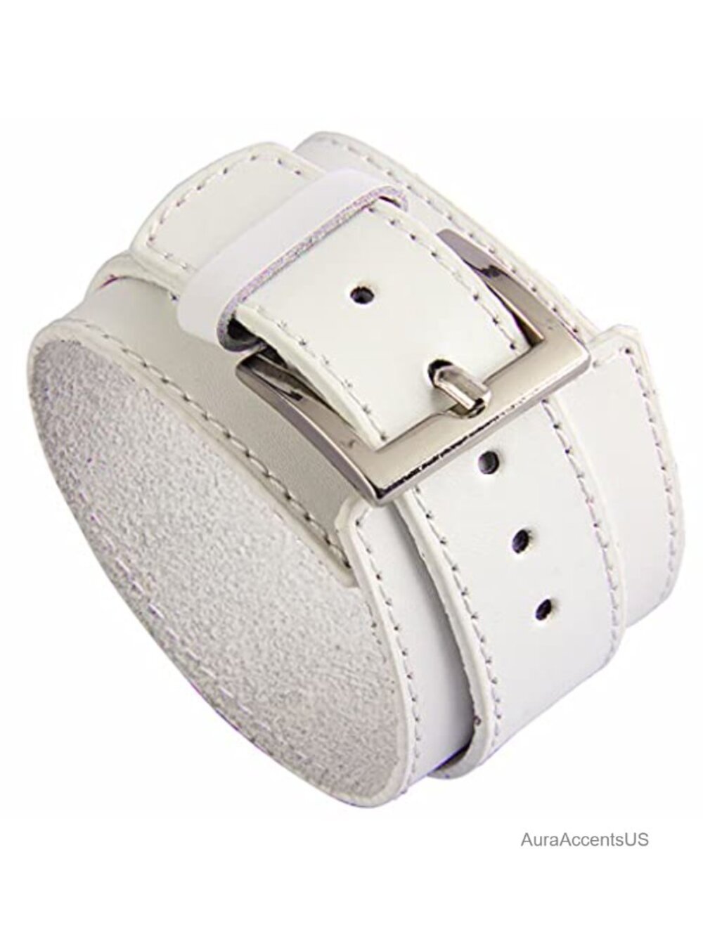Genuine Leather Cuff Bracelet - Double Layer Adjustable Buckle Unisex